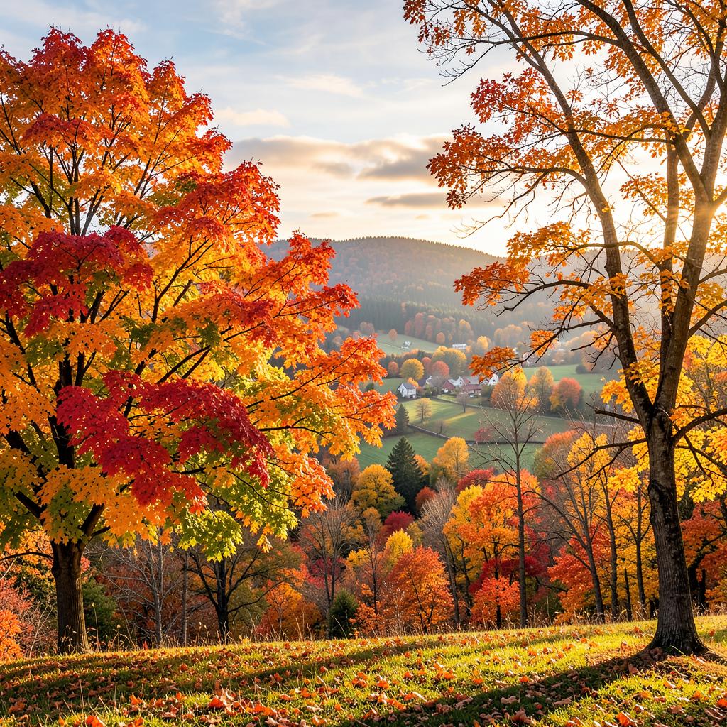 Arbres en couleurs d'automne sur la Rive-Sud de Montréal.